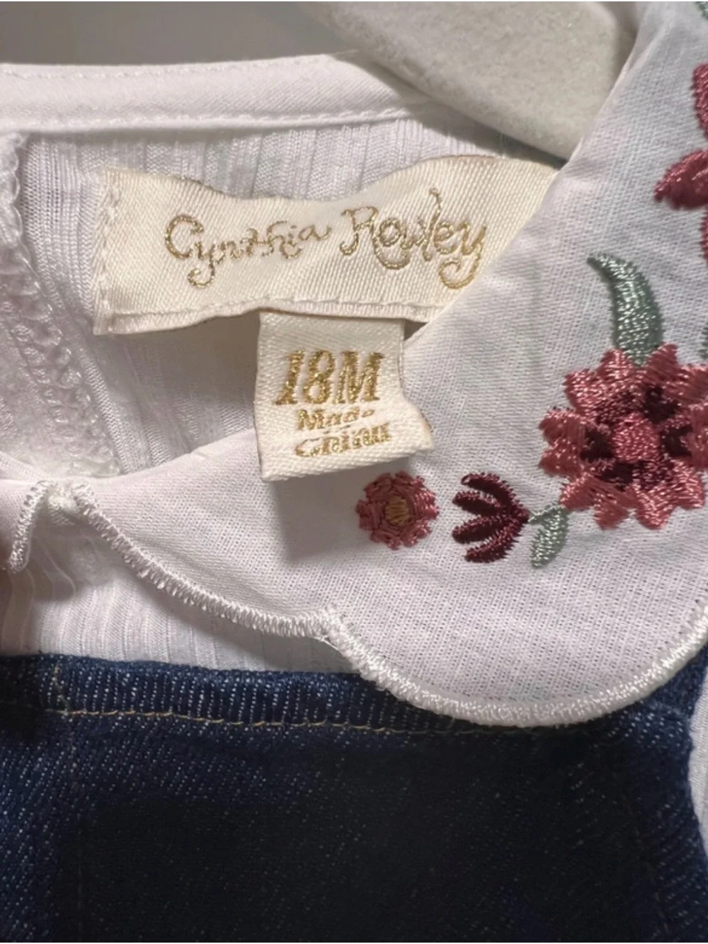 Cynthia Rowley Girls 18–24M Embroidered Denim Dress & Blouse Set NWT Cottage